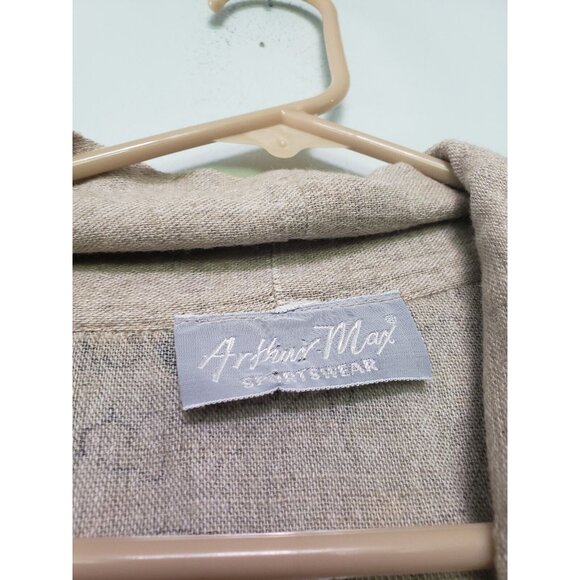 Arthur Max Sportswear Women XS Cardigan Tan Floral Cotton Rayon Jute Lagenlook - Picture 5 of 7